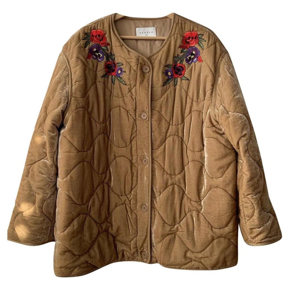 Sandro | Quilted Riva Velvet Jacket - Picture 4 of 14